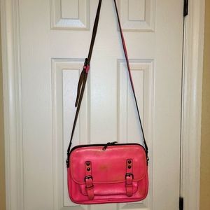 Patricia Nash Neon Pink Distressed Crossbody Satchel
